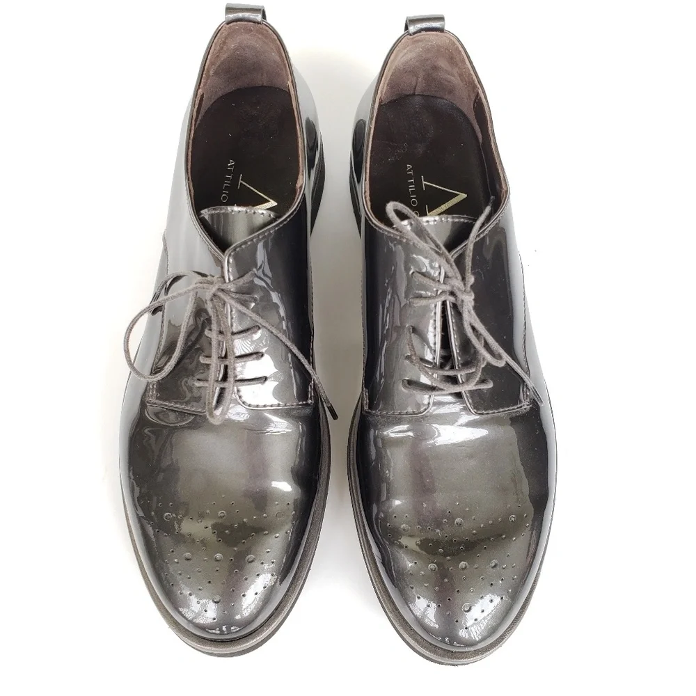 AGL Parker Charcoal Patent Oxfords Size 8.5 - Picture 3 of 7